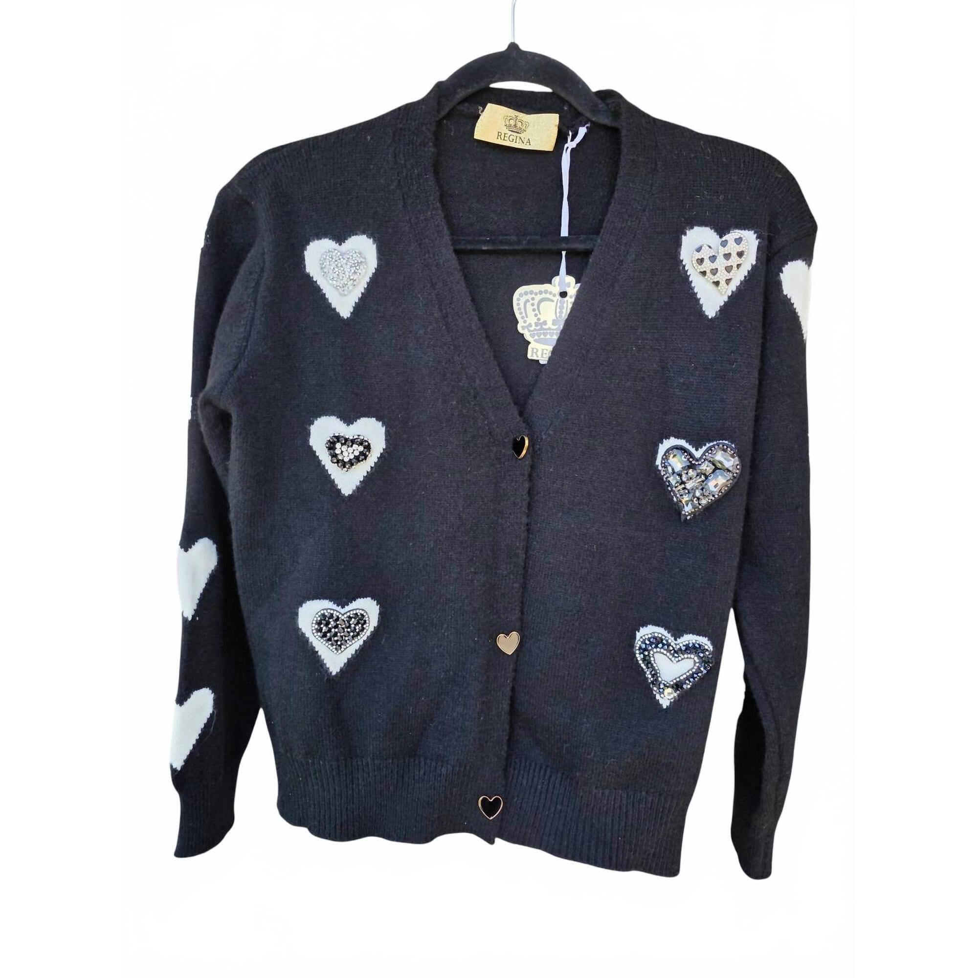 New Regina Srl Women's Heart Cardigan In Black
